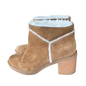 UGG Kasen Chestnut Pull On Ankle Bootie Shearling Trim Size 8